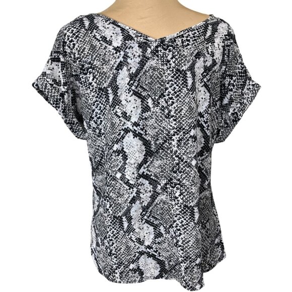 New Hippie Rose Snake Print Top Black White Size L Large Front Twist - Picture 3 of 8